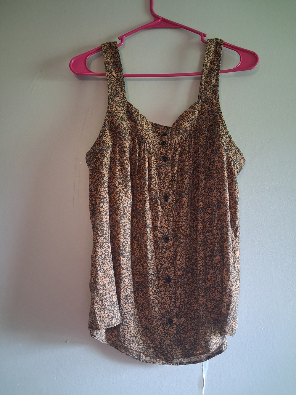 Button-Front Floral Camisole in Brown